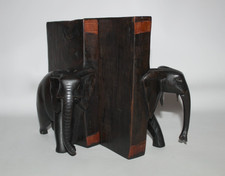 Vintage Retro Wooden Elephant Bookends