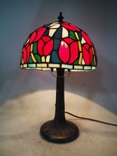 Stunning Art Nouveau Table Lamp with Tiffany Style Tulip Flower Shade 37cm