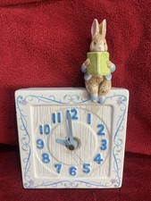 Rare Vint. 1990 SCHMID Peter Rabbit 3D China Wall & Free Standing Clock, Ex Con