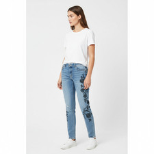 Simply Vera Vera Wang Blue Jeans Womens 12 Floral Embroidery Boho Denim Chic