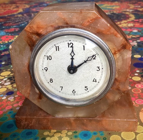 Vintage marble clock art - clock, deco