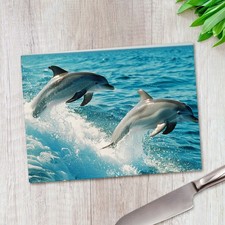 Duo of Diving Dolphins Glass