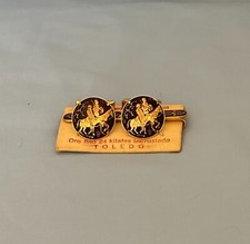 Spanish Toledo 24 Karat Fine Gold Embedded Cufflinks &Tie Clip