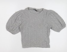 Zara Women's Grey Beaded Knit