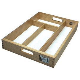 Rubber wood cutlery tray - rubber,