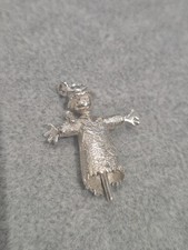 Rare Vintage 925 Silver Scarecrow Farmers / Halloween Articulated Charm