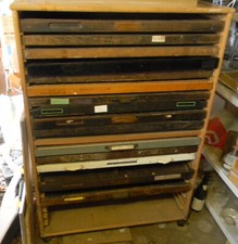 LETTERPRESS CABINET with 15 full size type cases