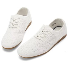 Women's Oxford Flats Vintage Brogues Slip-On Shoes – Beige 5 UK