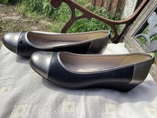 Lotus Black & Pewter 2 Tone Low 1.5” Wedge Heel Slip on Shoes Size 8 EU 42 - VGC