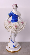 VOLKSTEDT DRESDEN LACE FIGURE OF A LADY DANCER c.1915