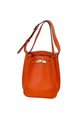 Auth Hermes So Kelly 22 shoulder bag in orange togo leather