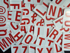 75mm 3" Red on White Sticky Letters, Lettering Stickers, Plastic Labels