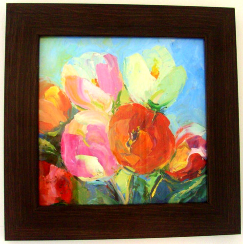 Tulips framed original - framed, oil