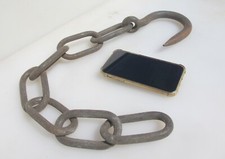 Large Vintage Iron Chain Hanger Old Antique Industrial Factory Docks 29" 2.3kg