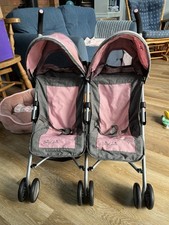 Daisy Chain Double Doll Pushchair Pram For Ages 4-9 Years Pink