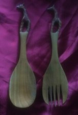 Wooden Giraffe Salad Servers Carved Giraffe Handles barbecue picnic