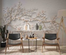 3D Plum Blossom Relief Self-adhesive Removeable Wallpaper Wall Mural