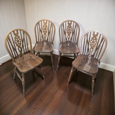 Vintage Wheelback Windsor Dining Chairs / Set of 4 / 1970s / FREE DELIVERY