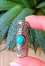 Dreadlock German Silver Cuff Hair Jewelry with Natural Turquoise Gemstone UK