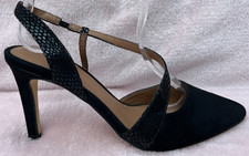 TU LADIES BLACK FAUX SUEDE SLING BACK SHOES SIZE UK 5 (38) NEW