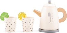 New Classic Toys - Kettle Set - Wooden Pretend Play Tea Set - Includes Kettle, 