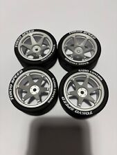 R/C 1/10 Aluminium wheels & tyres TE37s in silver