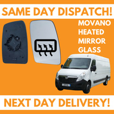 For Vauxhall Movano 2010-2020 Heated Door Wing Mirror Glass Right Drivers Side