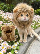Funny Pet Lion Mane Wig Costume Hat for Cat Dog Fancy Dress Cosplay Outfit UK