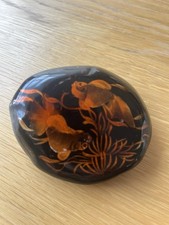 Koi Fish Black Stone Paperweight