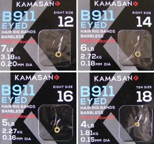 Kamasan B911 Eyed Fishing Hooks To Heavy Nylon with Hair Rig Bait Band