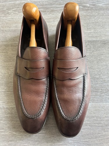 Santoni brown leather - brown, penny