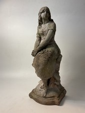 Vintage Reproduction Cast Concrete Art Nouveau Mignon Statuette Garden Ornament