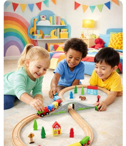 Wooden train set - wooden, piece