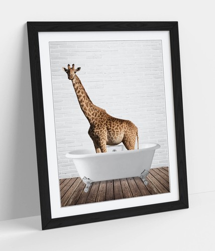 Giraffe bathtub quirky art - giraffe,