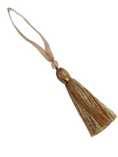 Beige Brown Ribbon Key Tassel