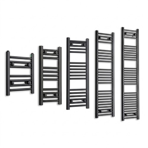 Black ladder towel rail - black,