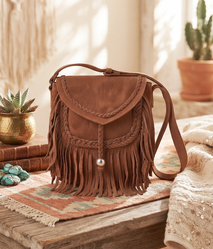 Braided leather fringe - braided, tassel