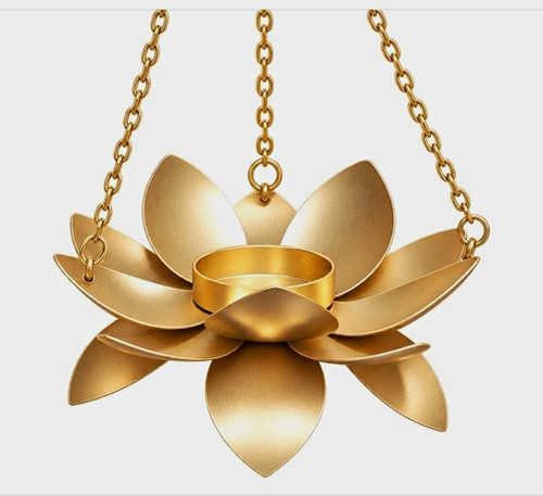 Gold metal hanging lotus - gold,