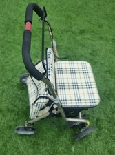 Careco 4 Wheel Cielo Stroller with Seat/Backrest. Excellent Beige Tartan Fabric