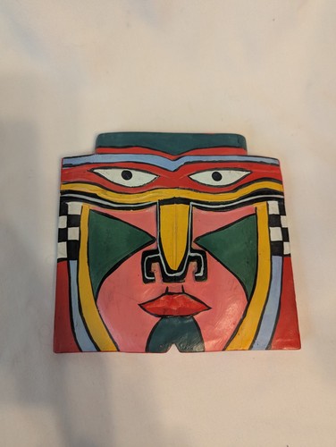 Colorful wooden tribal face