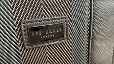 TED BAKER Brown Chocolate Striped Faux Leather Laptop Business Bag