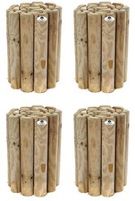 Log Roll Border Edging Garden Flower Wooden Lawn Path Fencing Edge 15" 4Pcs
