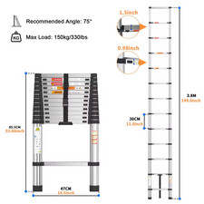 3.8 M Stainless Steel Ladder