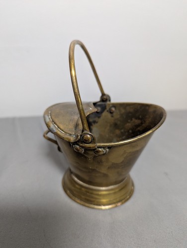 Coal scuttle brass miniature - coal,