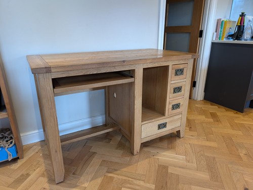 Oak pedestal desk - pedestal,
