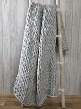 Chunky Knit Throw Cable Hand Knitted Sofa Bed Luxury Soft Blanket Silver Grey