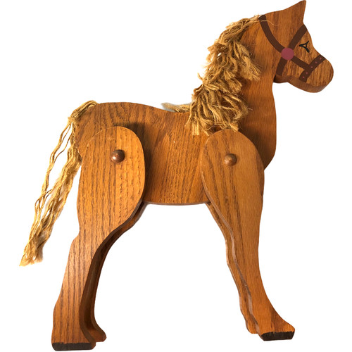Vtg wooden horse shelf - 17",