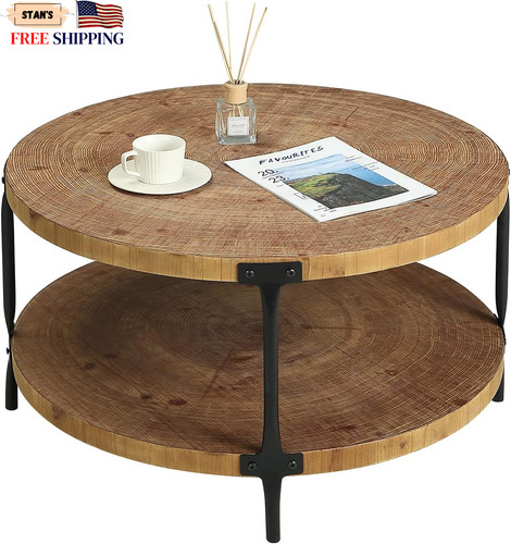Round boho wood coffee - wood,