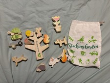 Tender Leaf Toys Stacking Garden Wooden Toy Set Woodland Animal Tree Flowers Bag