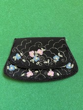 Vintage Handmade Micro Seed Bead Embroidery Purse Bag 1920-30's with hand strap 